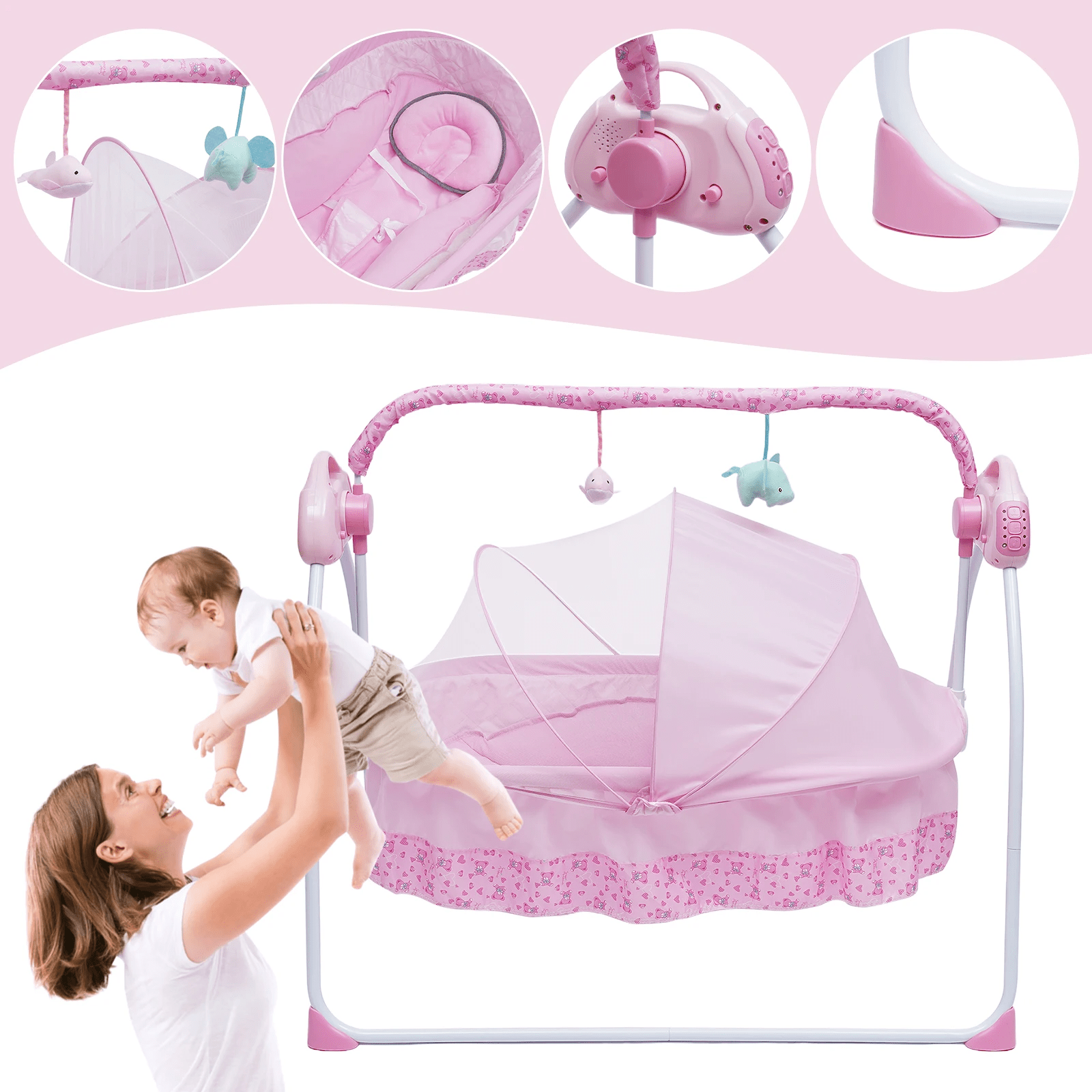 1-main-5-gears-electric-auto-swing-baby-crib-cradle-sleep-bed-infant-rockernet-music-bluetooth-music-adjustable-mat